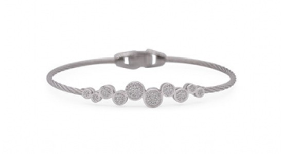 a white gold cable diamond bracelet by Alor