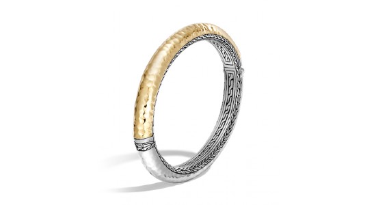 a mixed metal, textured bangle from John Hardy